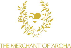 Our logo, a gold heart embedded with the Tino Rangatiratanga pattern, circled with Kawakawa